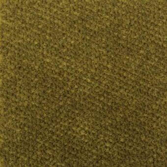 Olive-green looped pile fabric sample with a mottled texture, displaying a matte finish and visible "verzelloni" brand label with product code.